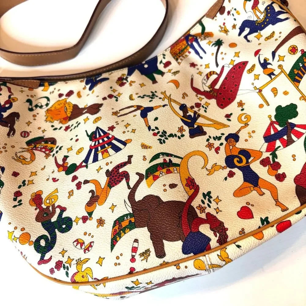 Piero Guidi Magic Circus Cream Shoulder Crossbody Bag w/ Doll Charm Italy